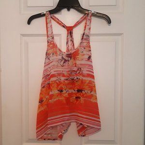 Aeropostale Sheer Summer Tropical Swing Raceback Sleeveless Blouse